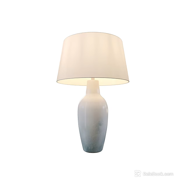 Modern Table Lamp With White Fabric Lampshade And Ceramic Bottle Base 3d model