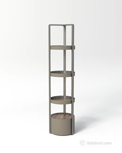 Elegant Modern Wine Cabinet With Multi-tiered Metal Frame And Wooden Shelves 3d model 