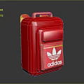 Stylish Red Adidas Suitcase With Yellow Handle And White Logo