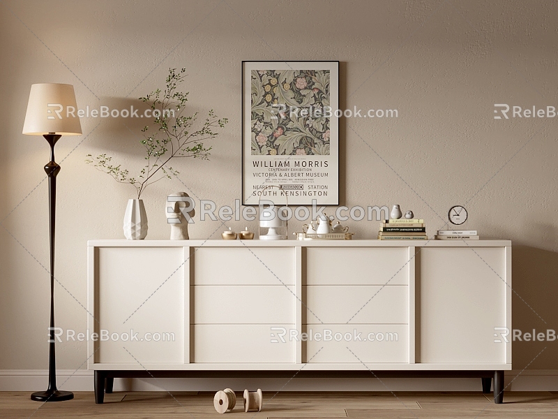 Cream Style Cabinet Whole Cabinet Sideboard Cabinet Balcony Cabinet Locker Entrance Cabinet 3d model