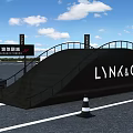 LYNK&CO Archway With Two White And Blue Cars On Yellow Parking Lines Outdoor