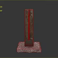 Minimalist Modern Wooden Vertical Sculpture With Textured Surface And Stone Base