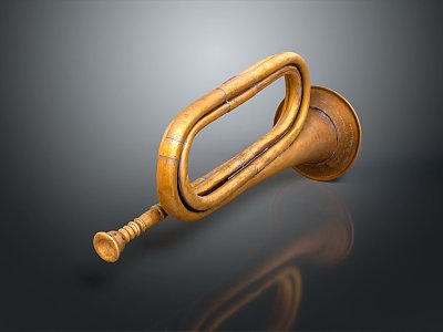 Music equipment copper small size trombone music equipment realistic 3d model