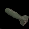 Green Military Weapon With Cylindrical Metal Shell Fins And Rear Attachment Parts