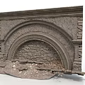 Ancient Carved Stone Arch Architectural Element With Rustic Weathered Details 3d model