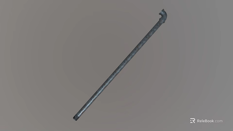 Long Handled Black Metal Weapon with Curved Head and Shaft Design 3d model 