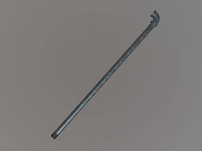 Long Handled Black Metal Weapon with Curved Head and Shaft Design 3d model