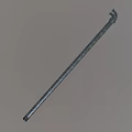 Long Handled Black Metal Weapon with Curved Head and Shaft Design