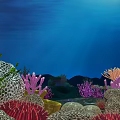 Vibrant Underwater Natural Scene With Colorful Corals Green Seaweed And Sandy Floor
