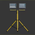 Portable Work Lighting Fixture Set With Two Green Screen Lamps On Yellow Tripod Stand