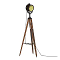 Floor Lamp With Tripod Wooden Legs Black Head And Green Shade Design