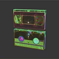 Black VHS Video Tapes Stacked On Gray Background With Retro Design Details