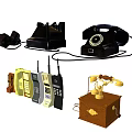 Vintage Mobile Devices And Retro Telephone Models Tech Collection 3d model
