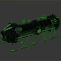 Black Submarine Model With Detailed Structure And Metallic Support Frame