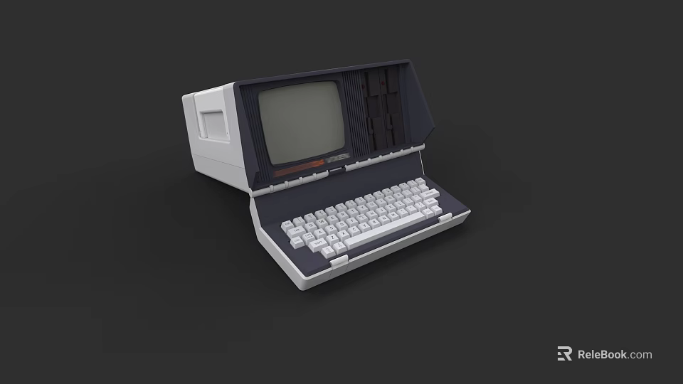 Vintage Retro Computer With Classic Screen And Integrated Keyboard Design 3d model 