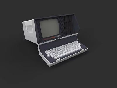 Vintage Retro Computer With Classic Screen And Integrated Keyboard Design 3d model