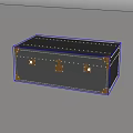 Black Vintage Trunk With Metal Rivets And Golden Corner Accents