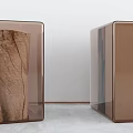 Contemporary Transparent Cube Stools With Wooden Elements And Acrylic Construction Design