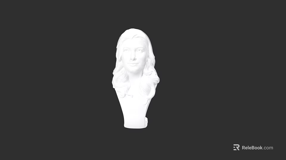 White Ceramic Female Head Sculpture With Artistic Design And Smooth Surface 3d model 