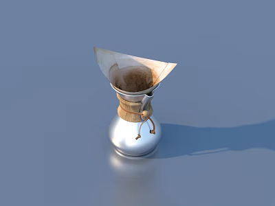 Stainless Steel Coffee Dripper With Paper Filter For Daily Household Use 3d model