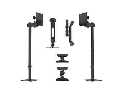 Black Heavy Duty Hardware Tools With Monitor Stands Clamps And Mounting Accessories 3d model