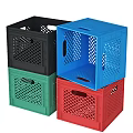 Multi Colored Plastic Storage Baskets with Mesh Design and Handles for Home Organizing 3d model