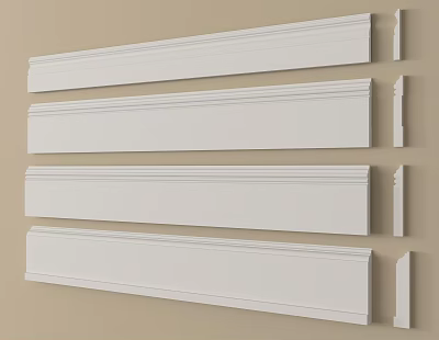 White Decorative Wall Trim Lines In Different Styles For Home Interior 3d model