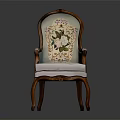 Elegant Single Sofa With Wooden Frame And Floral Embroidery On Light Colored Backrest