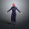 Pink Haired Game And Movie Character In Dark Coat Long Pants