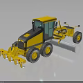 Yellow Construction Grader With Cab Large Wheels And Blade On Dark Surface 3d model