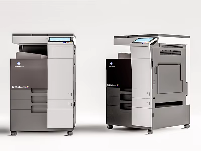 Two Professional Modern Multifunctional bizhub Office Equipment With Digital Display And Drawers 3d model