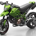 Green Sport Motorcycle With Black Seat Red Rim Tires And Metallic Engine