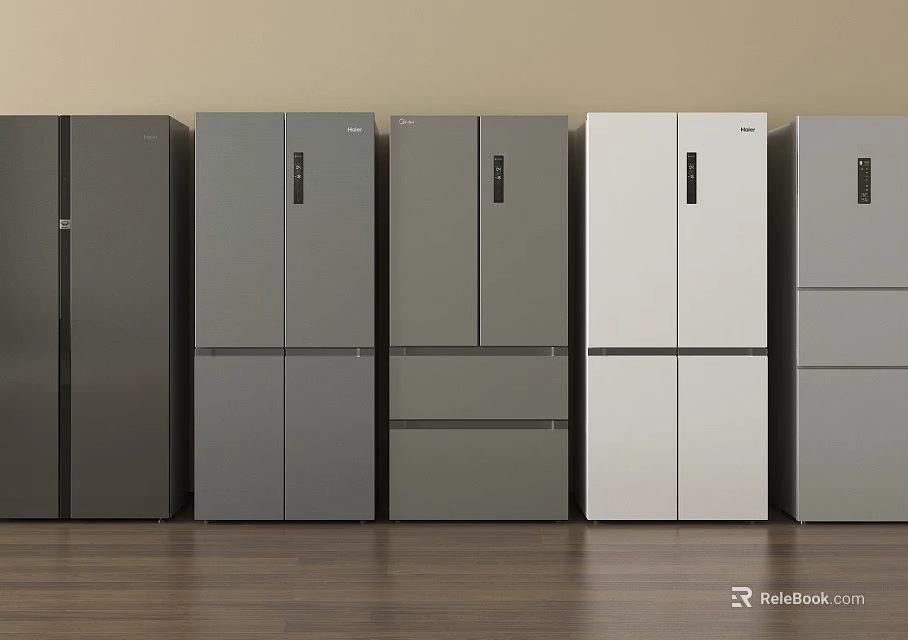 Various Styles of Modern Refrigerators and Freezers in Different Colors for Home Appliance 3d model 
