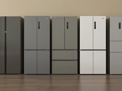 Various Styles of Modern Refrigerators and Freezers in Different Colors for Home Appliance 3d model