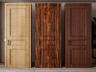 American style solid wood single door combination 3d model