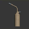 PC Cooling Component with Brown Cylindrical Tank Blue Nozzle and Curved Tube Design