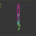 Glowing Futuristic Sword With Pink Illuminated Blade And Metallic Handle Design