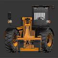 Orange And Black Heavy Duty Forklift With Large Tires And Fork Attachment