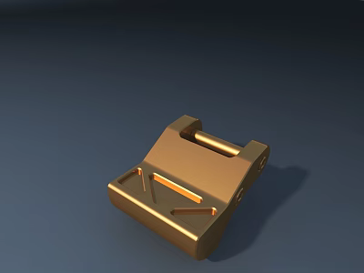 Golden Metal Component Featuring Simple Design Rectangular Base And Horizontal Bar 3d model