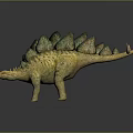 Stegosaurus Dinosaur Model With Yellow Body Green Plates Detailed Design