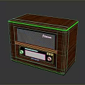 Vintage Electronic Radio with Wooden Exterior Green Trim and Classic Front Panel Control Knobs