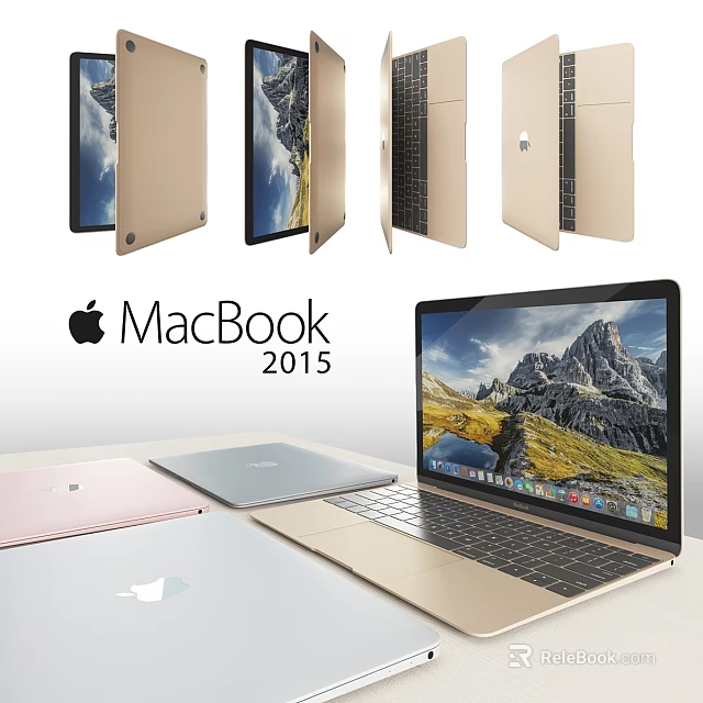 Apple MacBook 2015 Daily Electrical Appliance With Multiple Angles Various Colors And Screen 3d model 