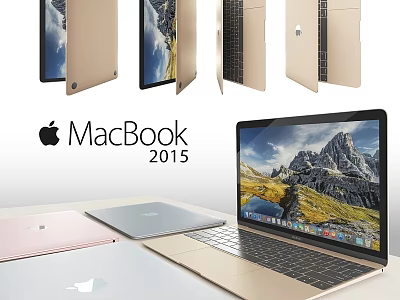 Apple MacBook 2015 Daily Electrical Appliance With Multiple Angles Various Colors And Screen 3d model