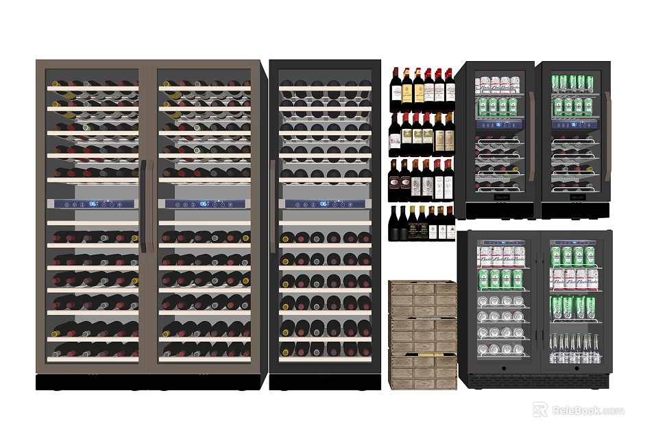 Commercial Refrigerators And Freezers For Wine Beverage Storage With Glass Doors 3d model 