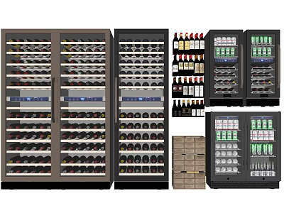 Commercial Refrigerators And Freezers For Wine Beverage Storage With Glass Doors 3d model