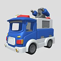 Electric Toy Truck with Blue White Body Red Top and Rescue Tools for Kids Play