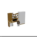 Modern Home Office Desk And Chair Set With Bookshelf Cabinets And Computer Setup
