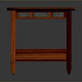 Modern Wooden Stool With Red Finish Drawer And Lower Shelf Design