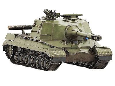 Green Armored Military Tank With Turret Cannon Tracks And Exterior 3d model