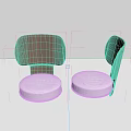 Modern Single Chair With Wooden Backrest White Seat Cushion And Curved Design